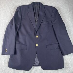 VTG Chaps Ralph Lauren Gold Button Navy 100% Wool Blazer Jacket See Pic For Size